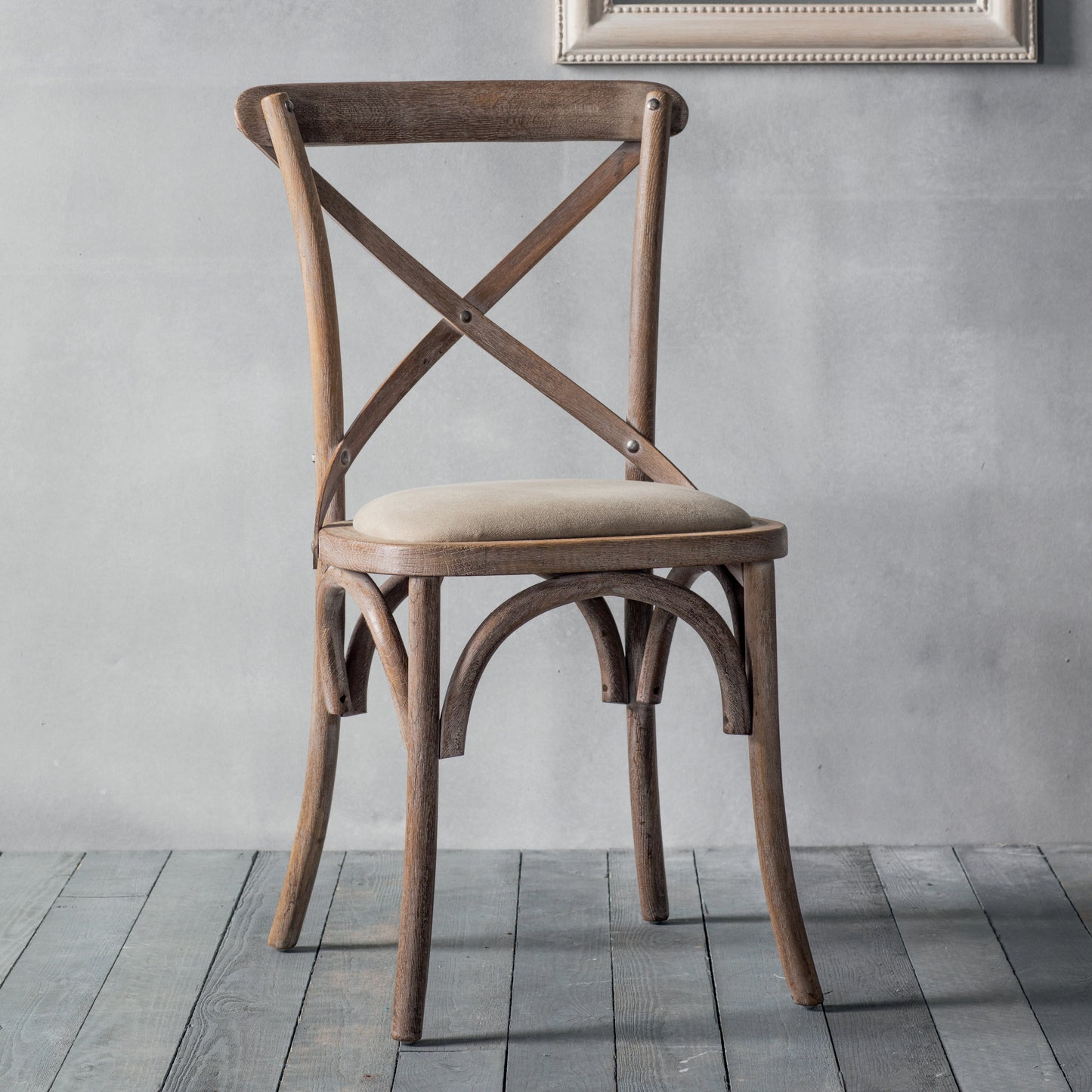 Cafe Chair Washed Oak Linen 2 pk