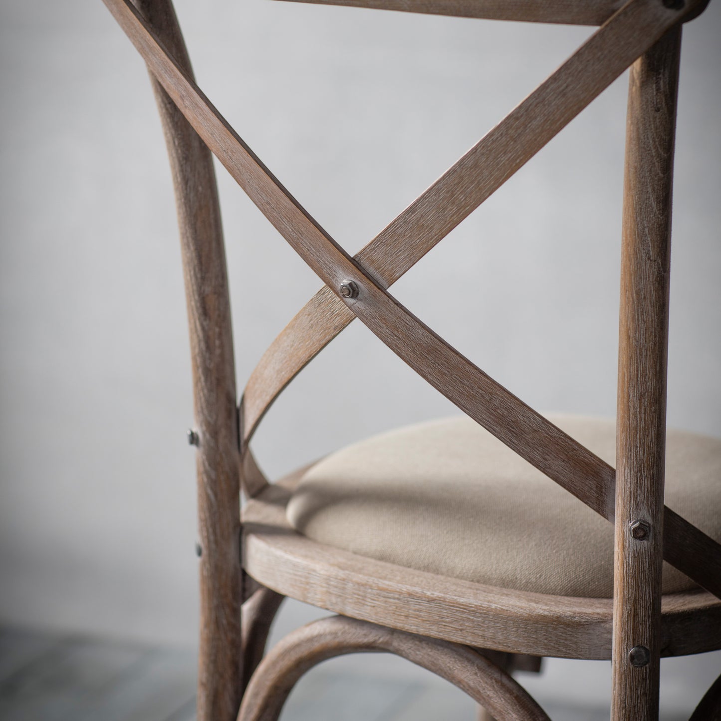 Cafe Chair Washed Oak Linen 2 pk