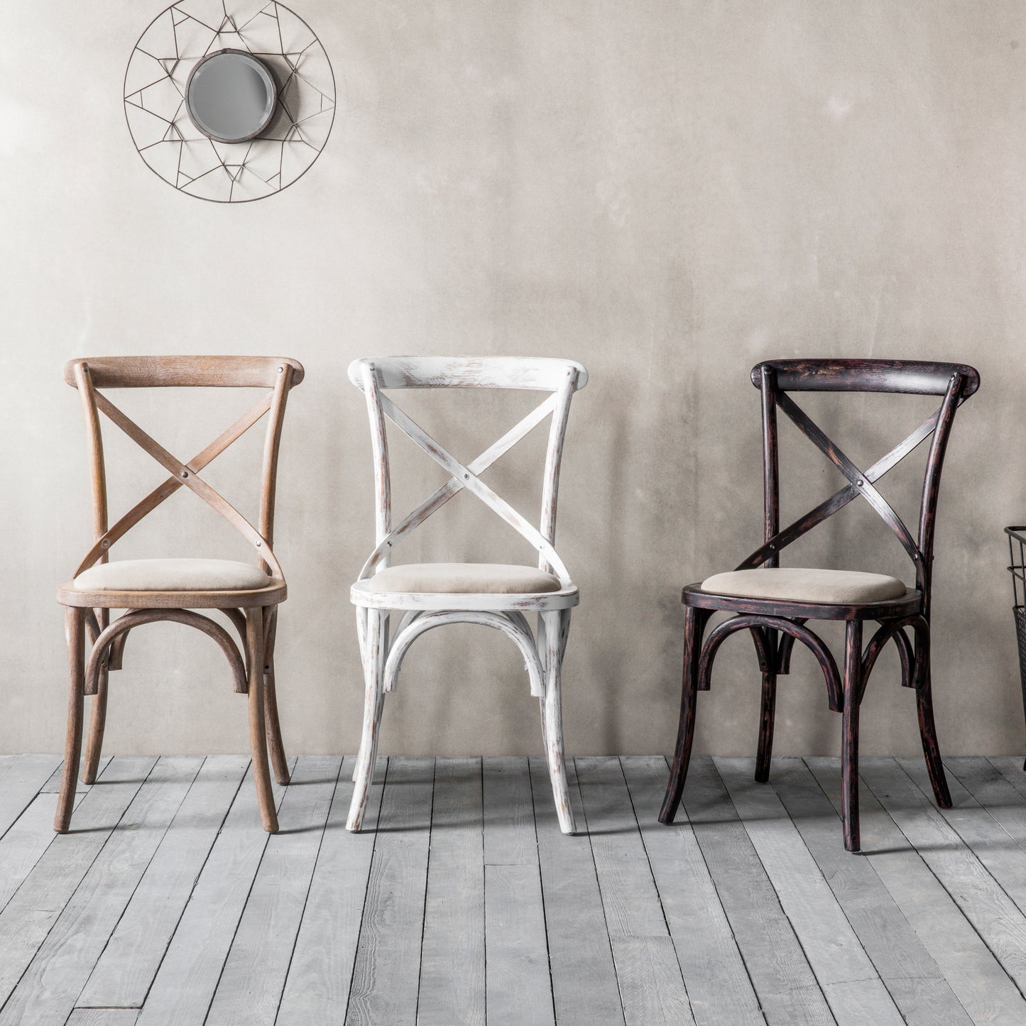Cafe Chair Washed Oak Linen 2 pk