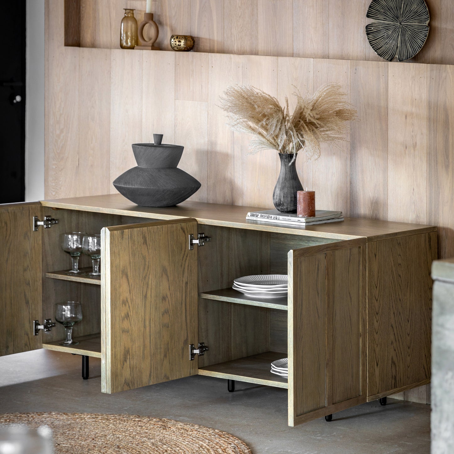 Panelled 4 Door Sideboard