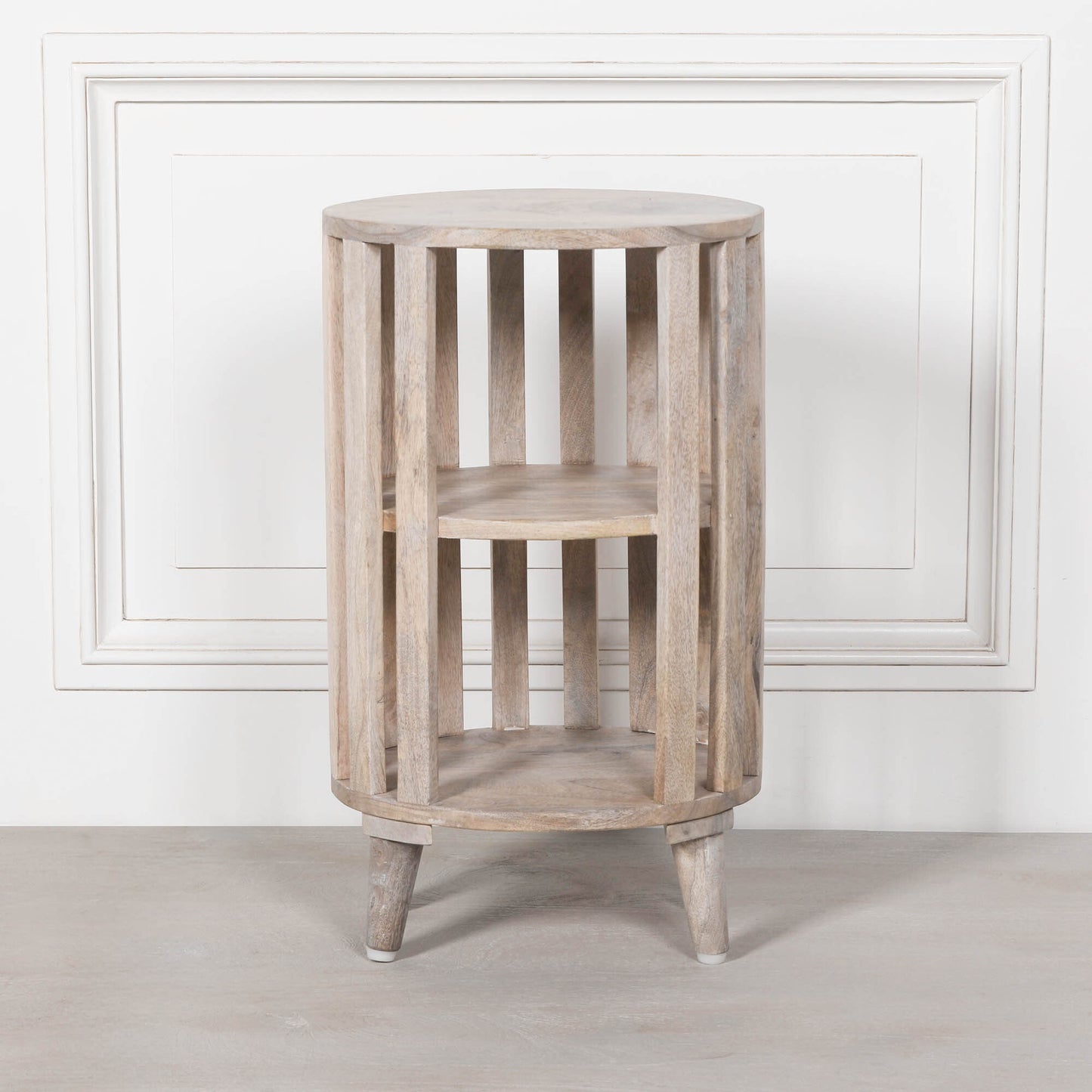Blanchie wooden slated bedside table