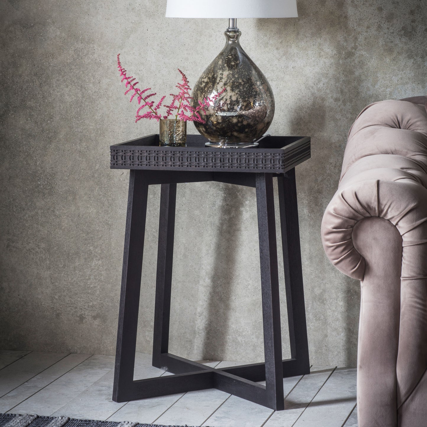 Boho Bedside Table Black