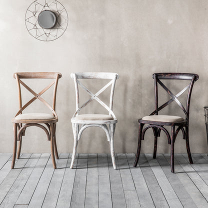 Cafe Chair Washed Oak Linen 2 pk
