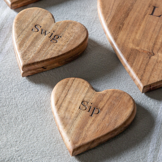 Emotive Heart Coasters Natural Set of 4