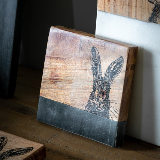 Hare Coasters Black Marble Set of 4