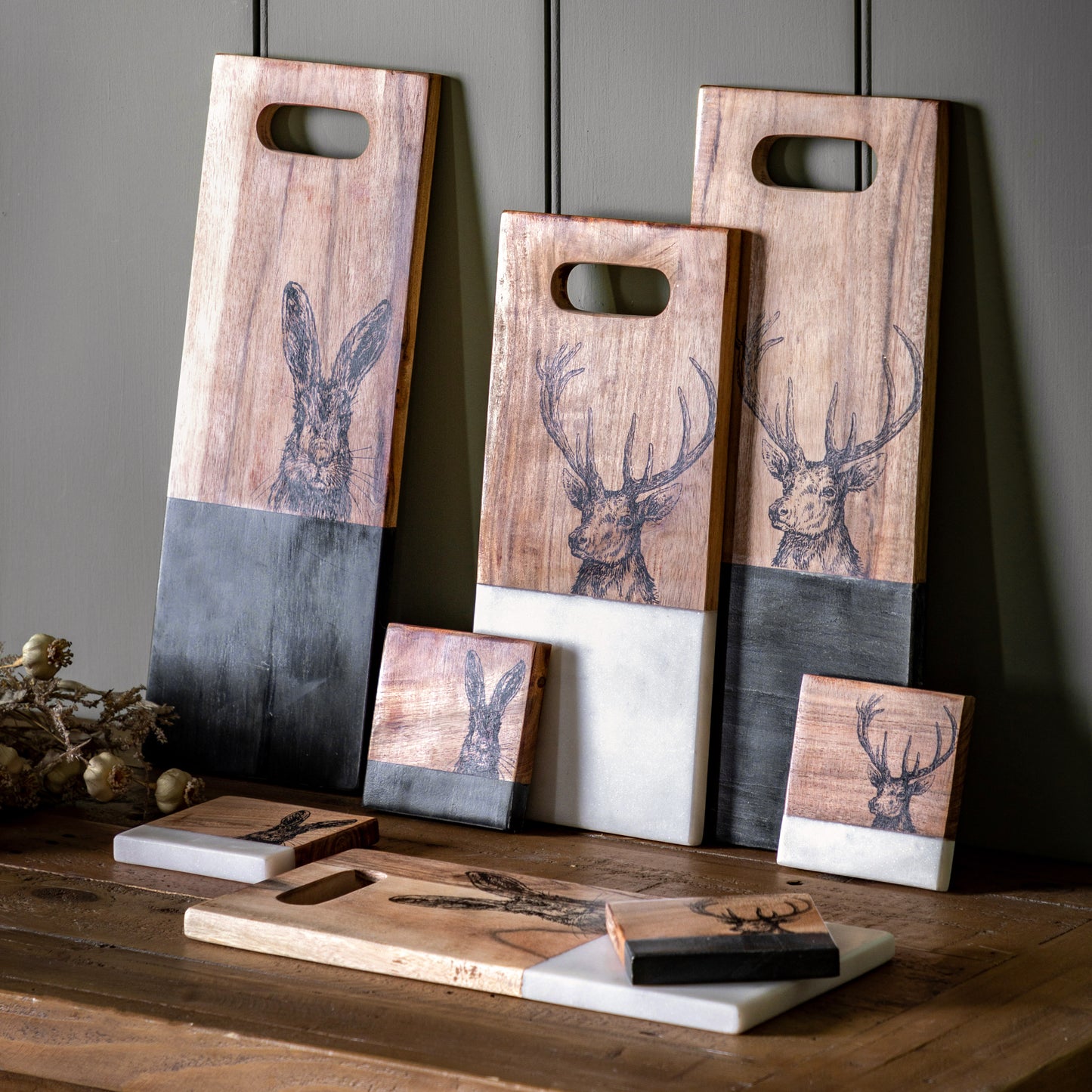 Stag Coasters White Marble Set of 4