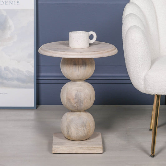 Blanchie wooden stacked ball side occasional table