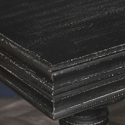 180Cm Black Distressed Console Table With Drawers
