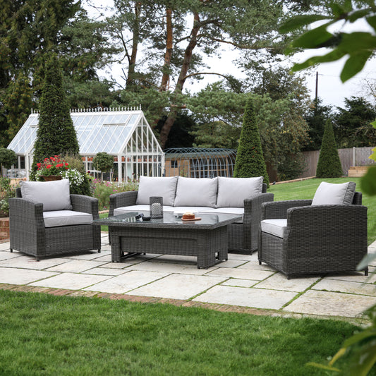 Sovera 3 Seater Dining Set Rising Table Grey